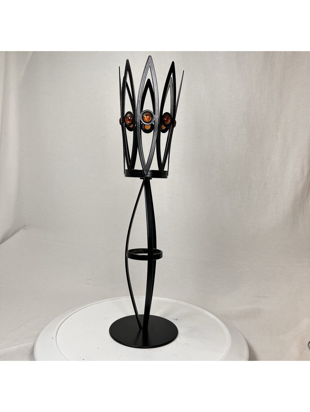 Wrought Iron PartyLite Abura Pillar Candle Holder 20 in. -Amber Accents -P8763